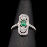 18K Yellow And White Gold Emerald And Diamond Ring