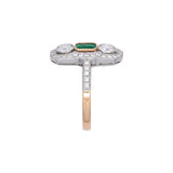 18K Yellow And White Gold Emerald And Diamond Ring