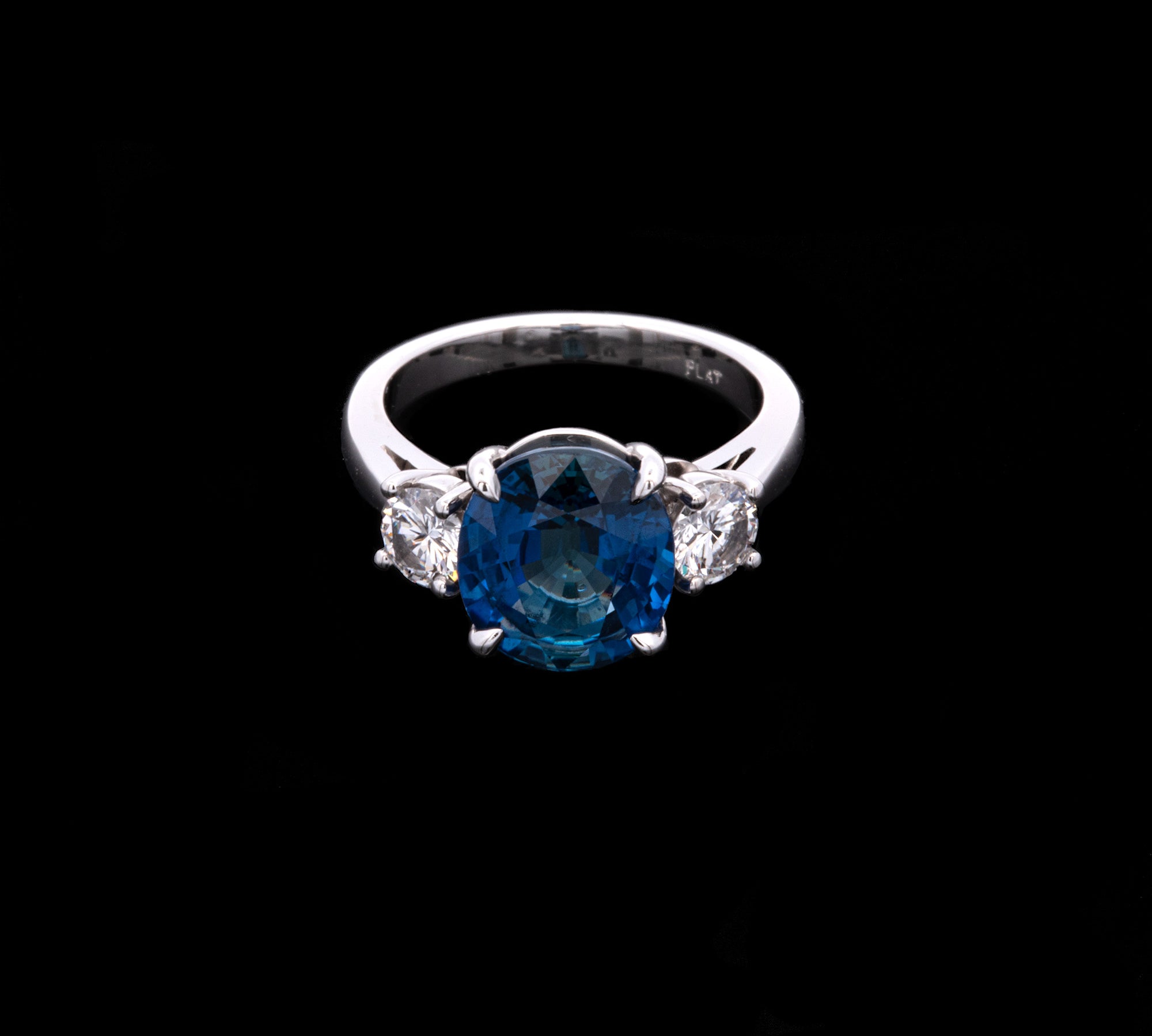 Platinum Oval Sapphire And Diamond Ring