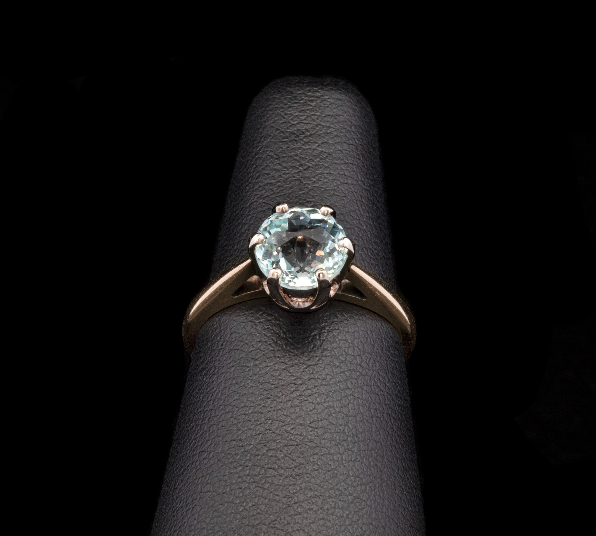 14K Yellow And White Gold Vintage Aquamarine Solitaire Ring