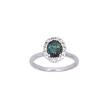 Platinum Oval Alexandrite And Diamond Halo Ring