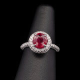 14K White Gold Round Ruby And Diamond Halo Ring