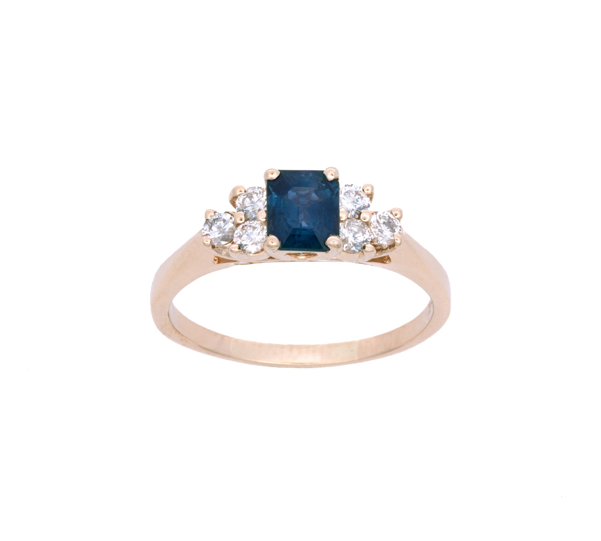14K Yellow Gold Sapphire And Diamond Ring