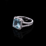 14K White Gold Aquamarine And Diamond Ring