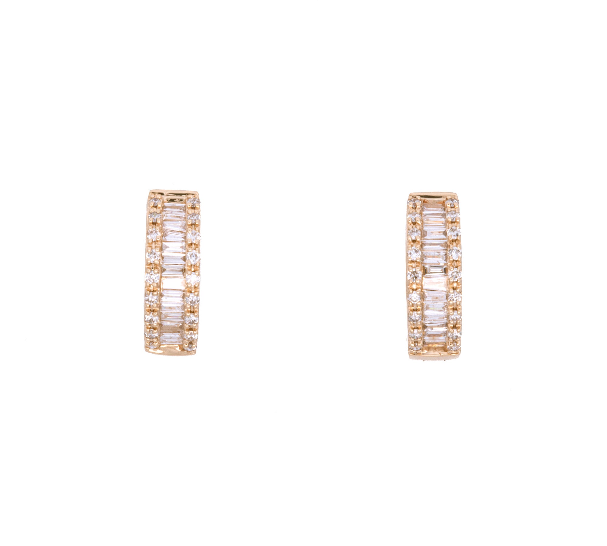 14K Yellow Gold Emerald Cut 0.40ctw Diamond Diamond Huggie Earrings