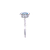 14K White Gold Oval Aquamarine And Diamond Ring