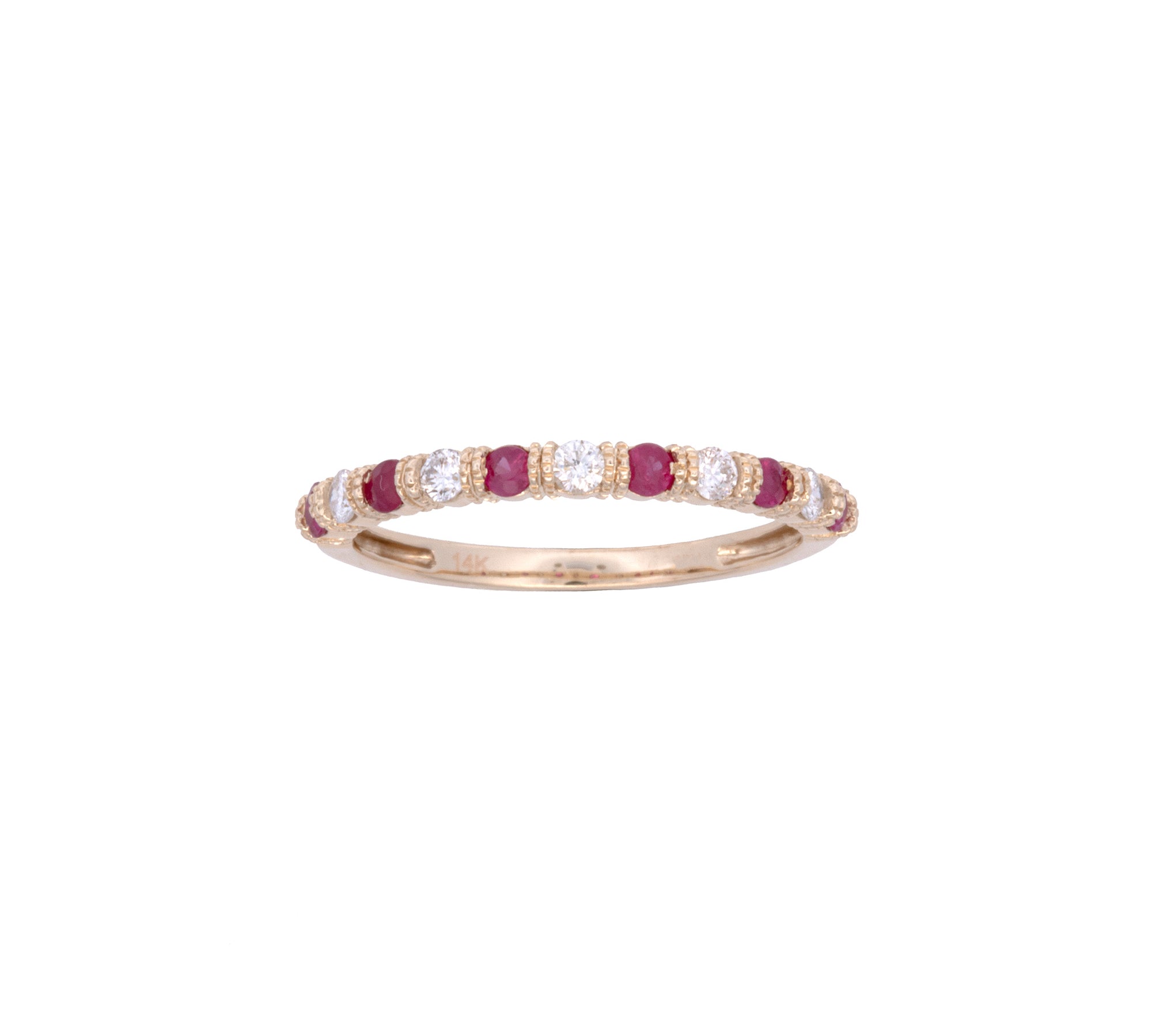 14K Yellow Gold Ruby And Diamond Half Eternity Band