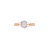 14K Yellow Gold Oval Opal And Diamond Ring