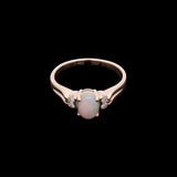 14K Yellow Gold Oval Opal And Diamond Ring