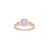 14K Yellow Gold Oval Opal And Diamond Ring