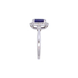 14K White Gold Cushion Cut Tanzanite And Diamond Ring