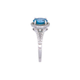 14K White Gold Blue Topaz And Diamond Ring