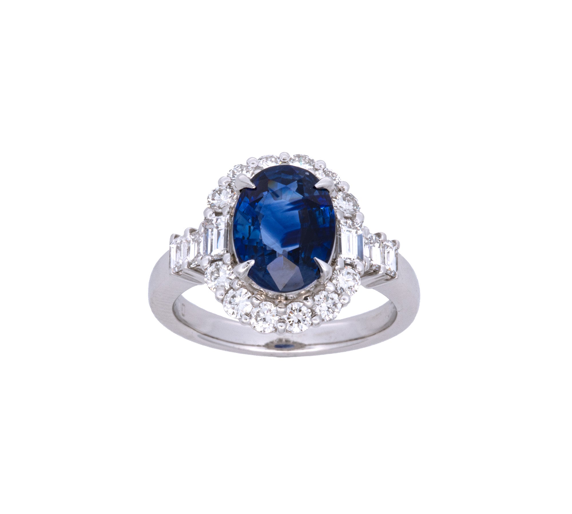 Platinum Oval Sapphire And Diamond Ring