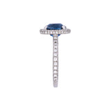 Platinum Cushion Cut Sapphire And Micro Pave Diamond Ring