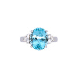 14K White Gold Aquamarine And Diamond Ring