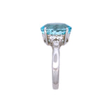 14K White Gold Aquamarine And Diamond Ring