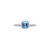 14K White Gold Bezel Set Aquamarine Ring