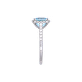 14K White Gold Cushion Cut Aquamarine And Diamond Halo Ring