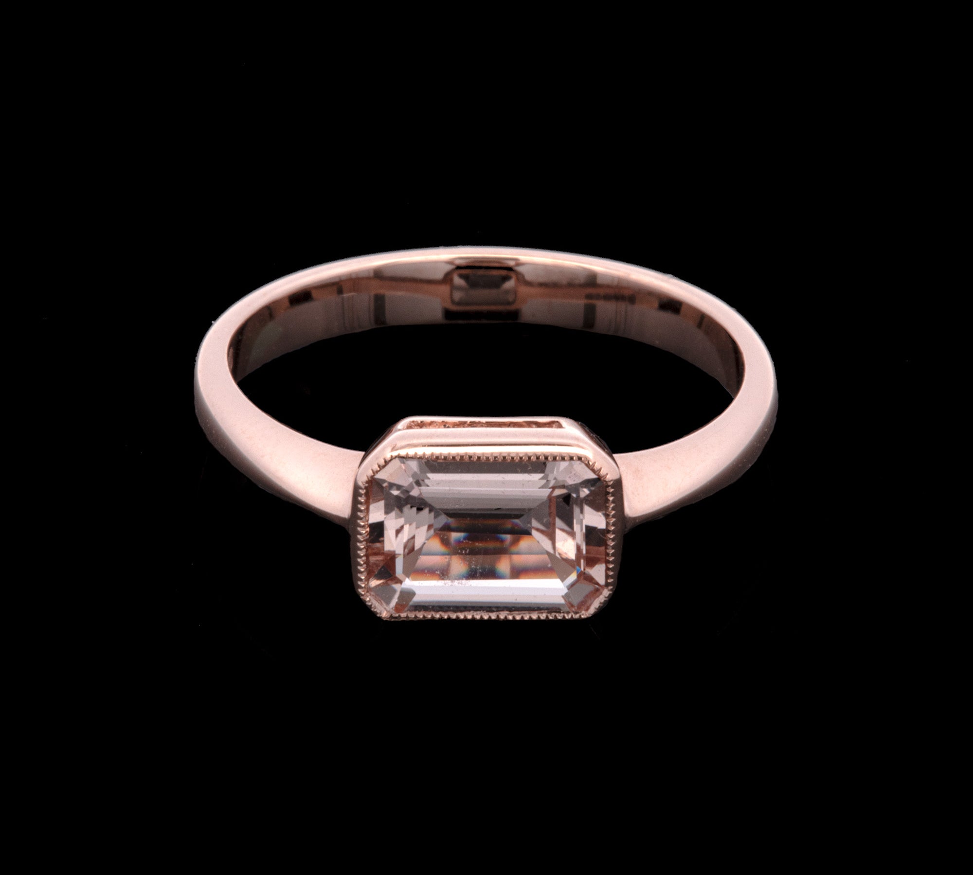 14K Rose Gold Rectangular Morganite Ring