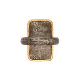 Sterling Silver And 24K Yellow Gold Turquoise Ring With Diamond Accents