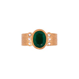 Sterling Silver And 24K Yellow Gold Emerald Ring With Diamond Accents