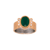 Sterling Silver And 24K Yellow Gold Emerald Ring With Diamond Accents