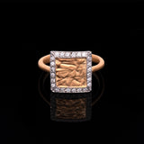18K White And 24K Yellow Gold Square Ring With Diamond Accents