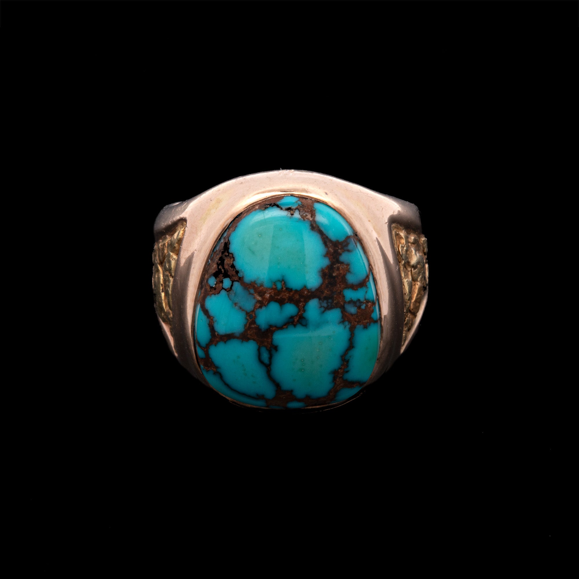 Abstract Bezel Set Turquoise Ring in Yellow Gold | New York Jewelers Chicago