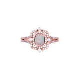 14K Rose Gold Opal And Diamond Ring