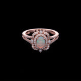 14K Rose Gold Opal And Diamond Ring