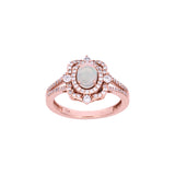 14K Rose Gold Opal And Diamond Ring