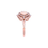14K Rose Gold Opal And Diamond Ring