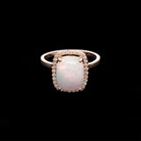 14K Yellow Gold Opal And Diamond Halo Ring