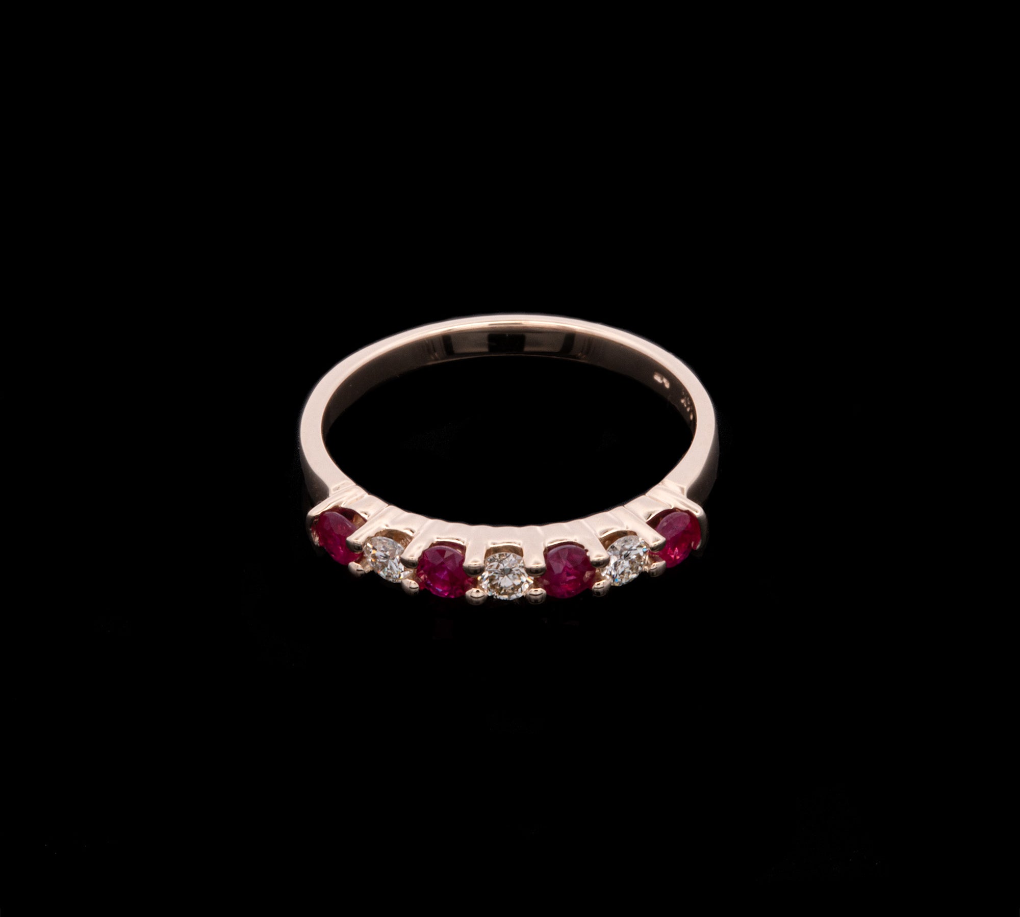 14K Yellow Gold Ruby And Diamond Band