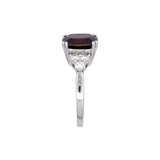 14K White Gold Garnet Ring With Diamond Accents