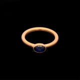 24K Yellow Gold Bezel Set Oval Sapphire Ring