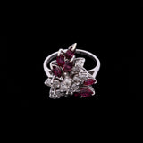 14K White Gold Diamond And Synthetic Spinel Ring