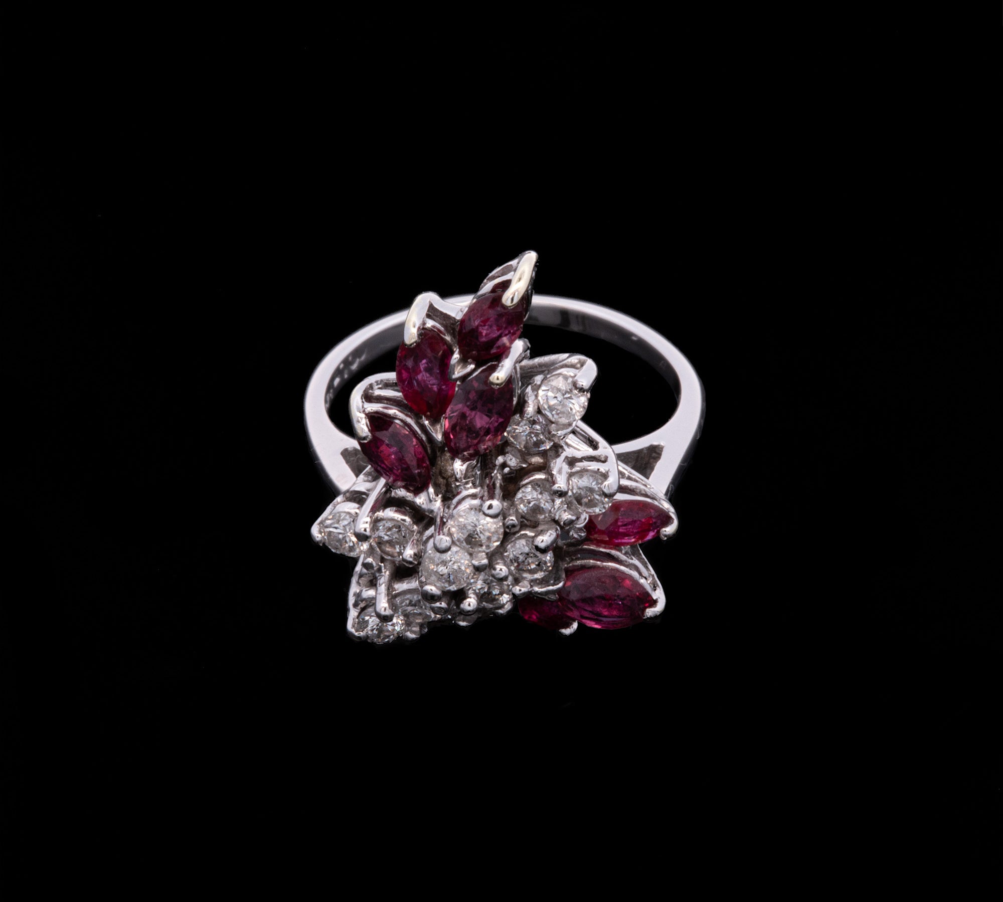 14K White Gold Diamond And Synthetic Spinel Ring
