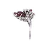 14K White Gold Diamond And Synthetic Spinel Ring
