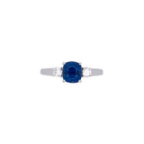 14K White Gold Cushion Cut Ceylon Sapphire Ring With Diamond Accents