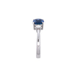 14K White Gold Cushion Cut Ceylon Sapphire Ring With Diamond Accents