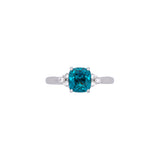 14K White Gold Blue Zircon And Diamond Ring
