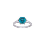 14K White Gold Blue Zircon And Diamond Ring