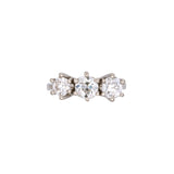 Platinum Old Mine Cut Three Stone Diamond Ring