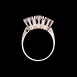 Platinum Old Mine Cut Three Stone Diamond Ring