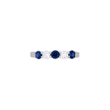 18K White Gold Five-Stone Sapphire And Diamond Ring