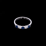18K White Gold Five-Stone Sapphire And Diamond Ring