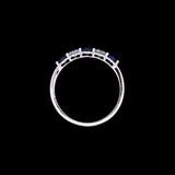 18K White Gold Five-Stone Sapphire And Diamond Ring