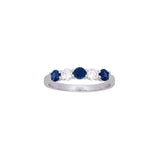 18K White Gold Five-Stone Sapphire And Diamond Ring