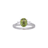 14K Yellow Gold Peridot And Diamond Ring